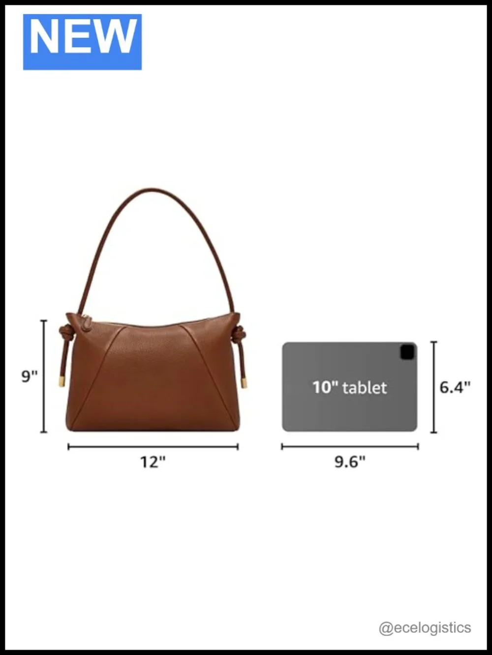 Genuine Leather Shoulder Bag with Gold-Tone Hardware and Hand-Knotted Straps